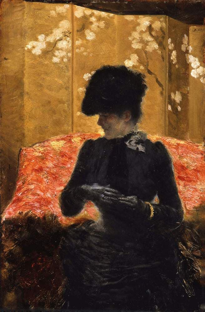 Lady on the red sofa — Giuseppe De Nittis
