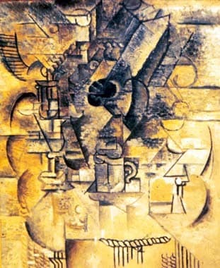 Pedestal, glasses, cups, mandolin — Pablo Picasso