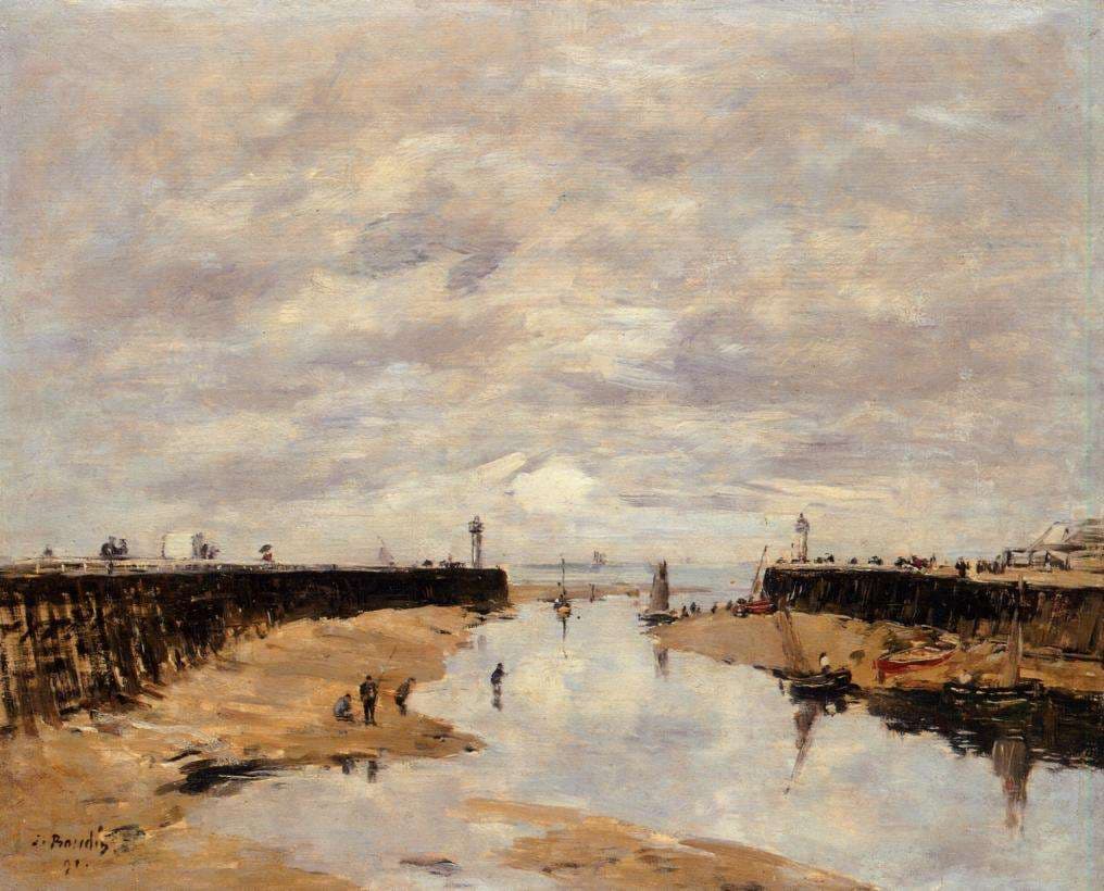 The Jetties, Low Tide, Trouville — Eugène Boudin