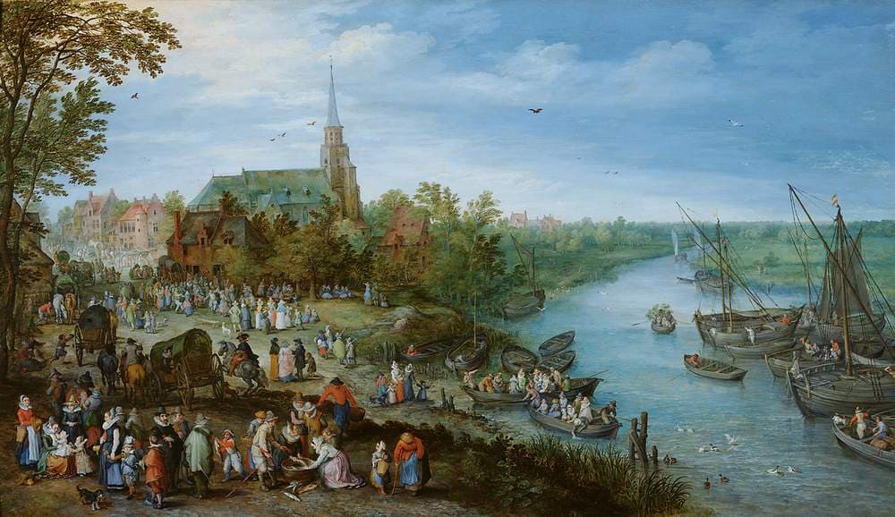 Village Kermis in Schelle with Self Portrait — Jan Brueghel the Elder