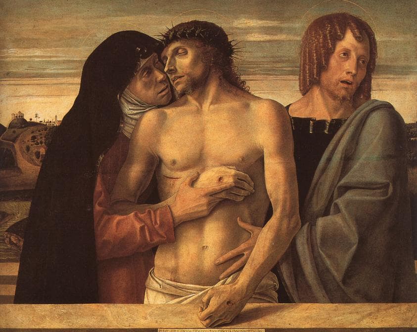 Dead Christ Supported by Madonna and St. John — Giovanni Bellini