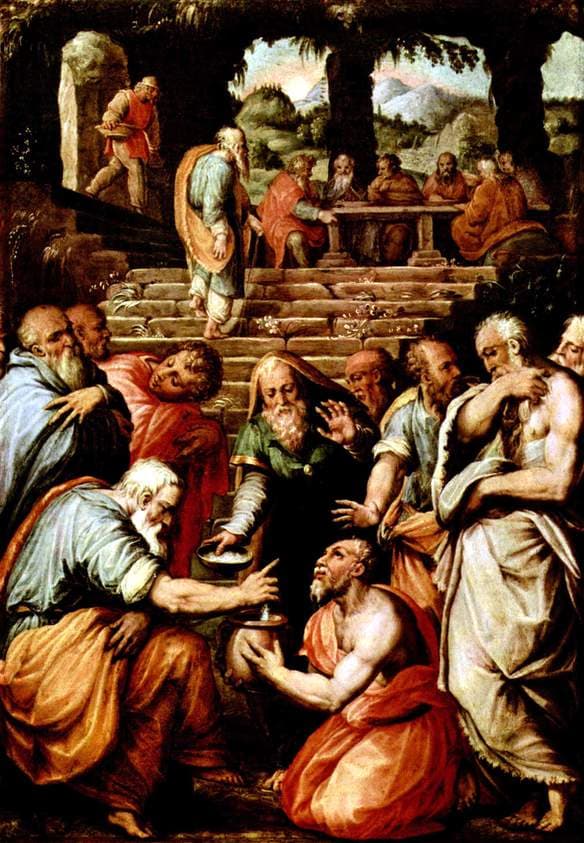 The Prophet Elisha cleansing Naaman — Giorgio Vasari