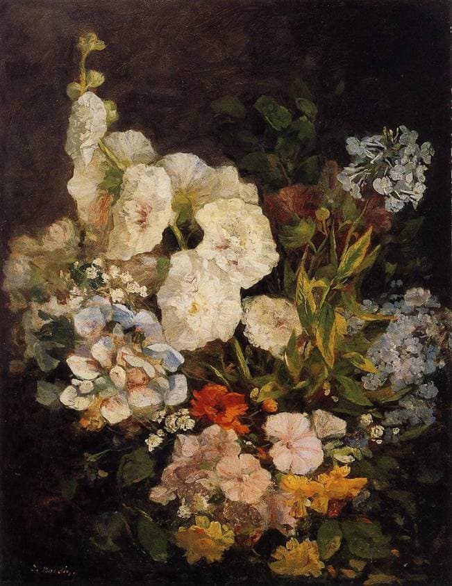 Spray of Flowers - Hollyhocks — Eugène Boudin