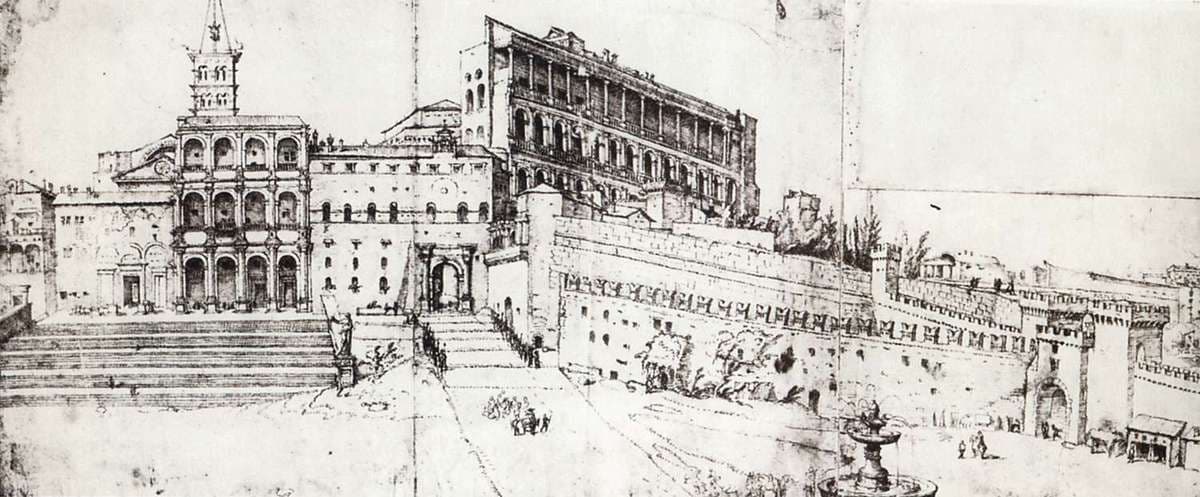 Rome, old Saint Peter's Basilica and the Vatican Palace — Maarten van Heemskerck