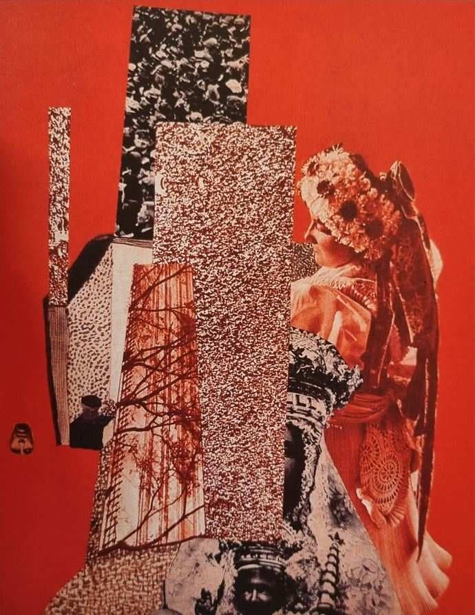 Vajda Lajos Fotómontázs Cinóber Alapon 1933, Fotómontázs, 37,2x38,5cm — Lajos Vajda