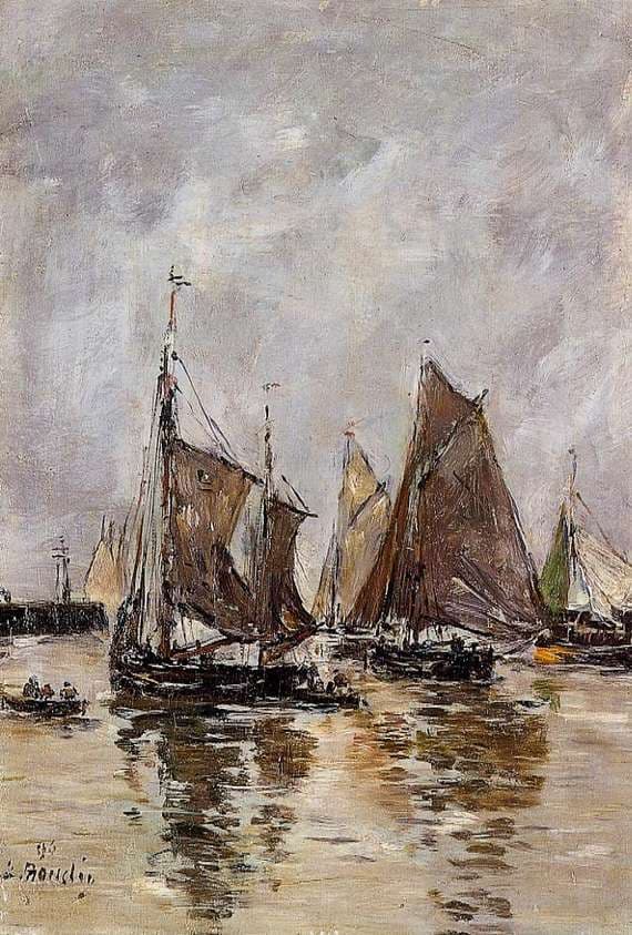 Trouville, Sardine Boats Getting Underway — Eugène Boudin