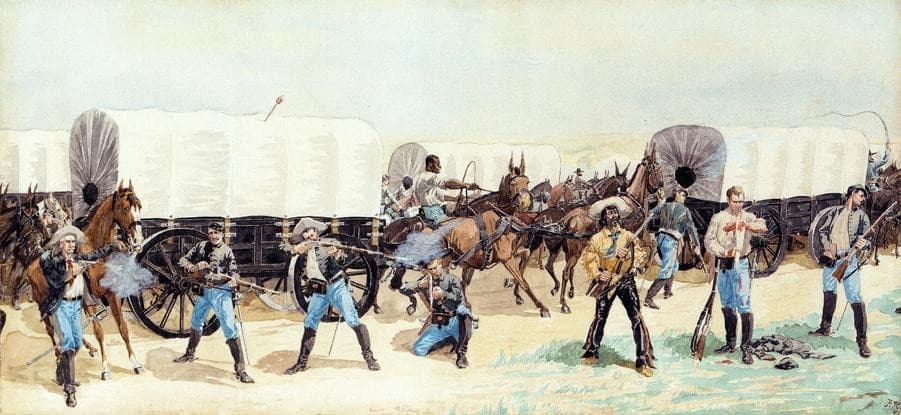Attack on the Supply Train — Frederic Remington