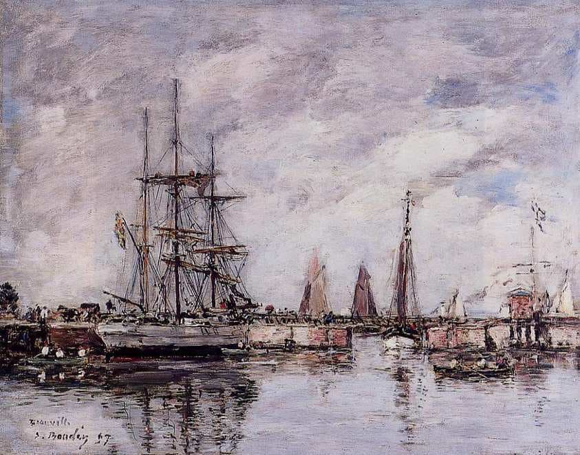 Deauville, Norwegian Three-Master Leaving Port — Eugène Boudin