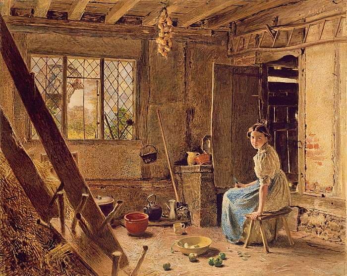 The Maid and the Magpie, A Cottage Interior at Shillington, Bedfordshire — William Henry Hunt