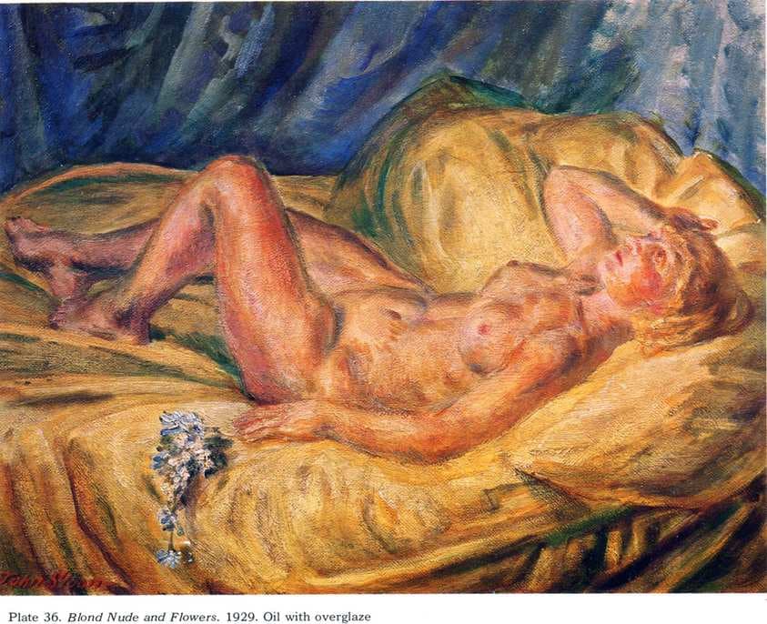 Blond Nude and Flowers — John Sloan