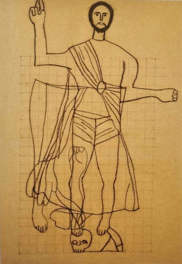 Vajda Lajos Pantocrator, 1937 Szén Papír, 61.7x44.8cm — Lajos Vajda