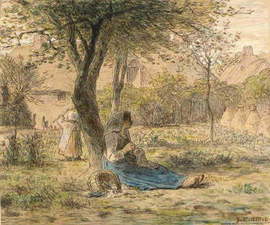In the garden — Jean-François Millet