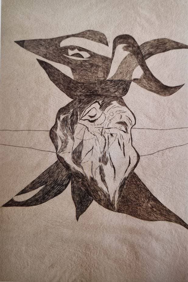 Vajda Lajos Bird with Translucent Body 1939, Indian Ink on Paper, 90x63.4cm — Lajos Vajda