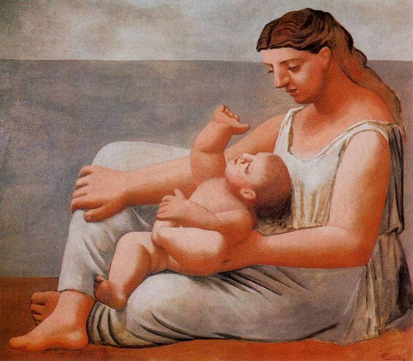 Woman with child on the seashore — Pablo Picasso