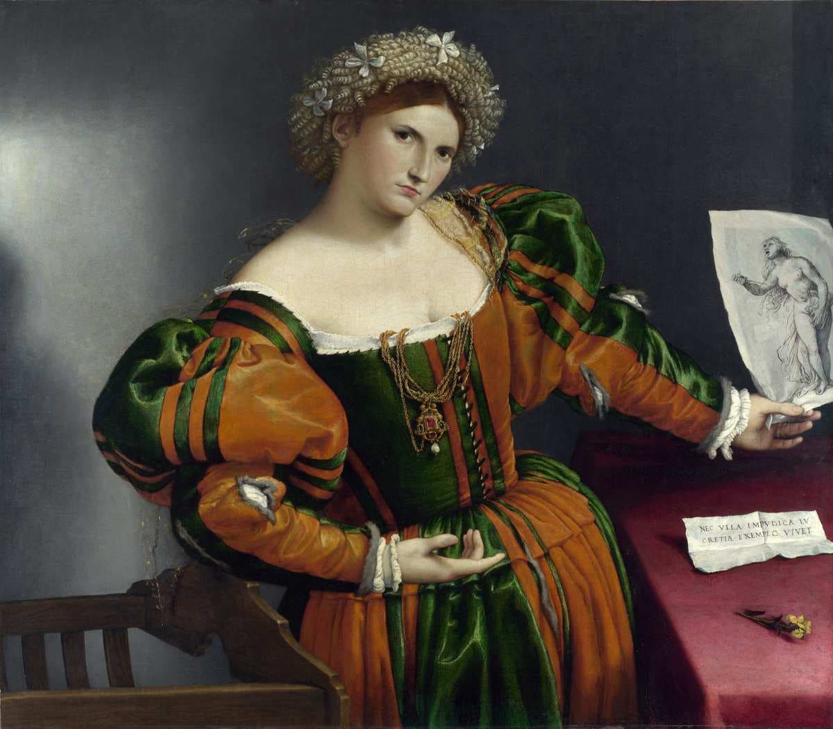 A Lady with a Drawing of Lucretia — Lorenzo Lotto