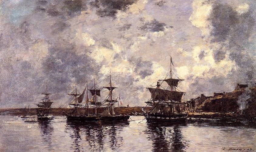 Camaret, Three Masters Anchored in the Harbor — Eugène Boudin