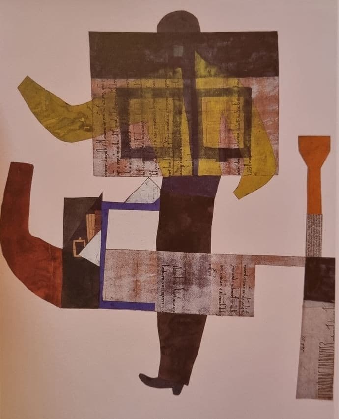 Vajda Lajos Kollázs Önarcképpel 1937, Tempera, Kollázs, Karton, 64,5x525cm — Lajos Vajda
