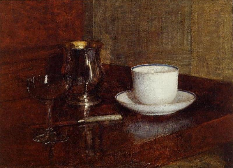 Still Life Glass, Silver Goblet and Cup of Champagn — Henri Fantin-Latour