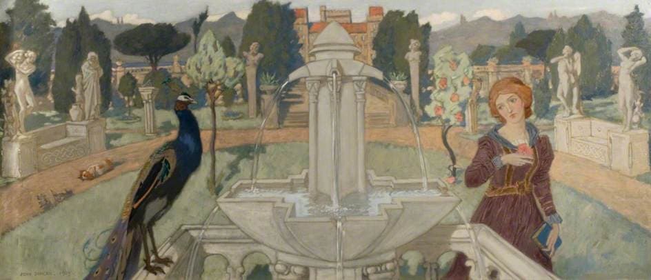 Peacocks and Fountain (decorative Panel) — John Duncan
