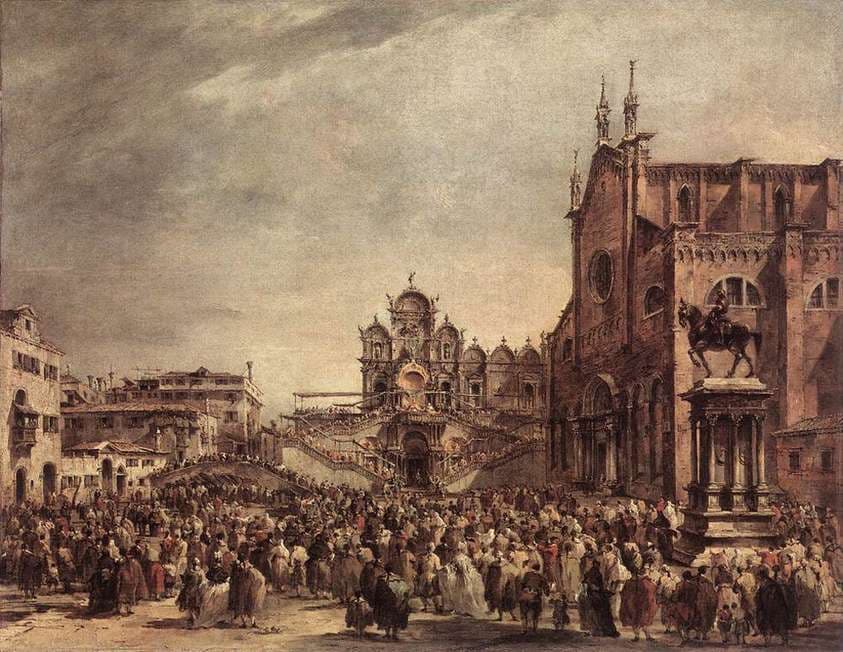 Pope Pius VI Blessing the People on Campo Santi Giovanni e Paolo — Francesco Guardi