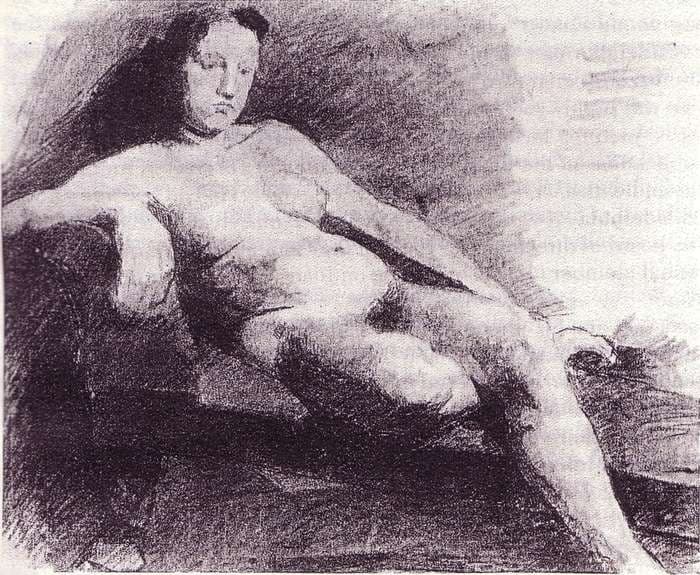 Nude woman reclining on a couch — Thomas Eakins