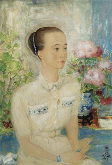 Portrait of a Beauty Among Peonies — Le Pho