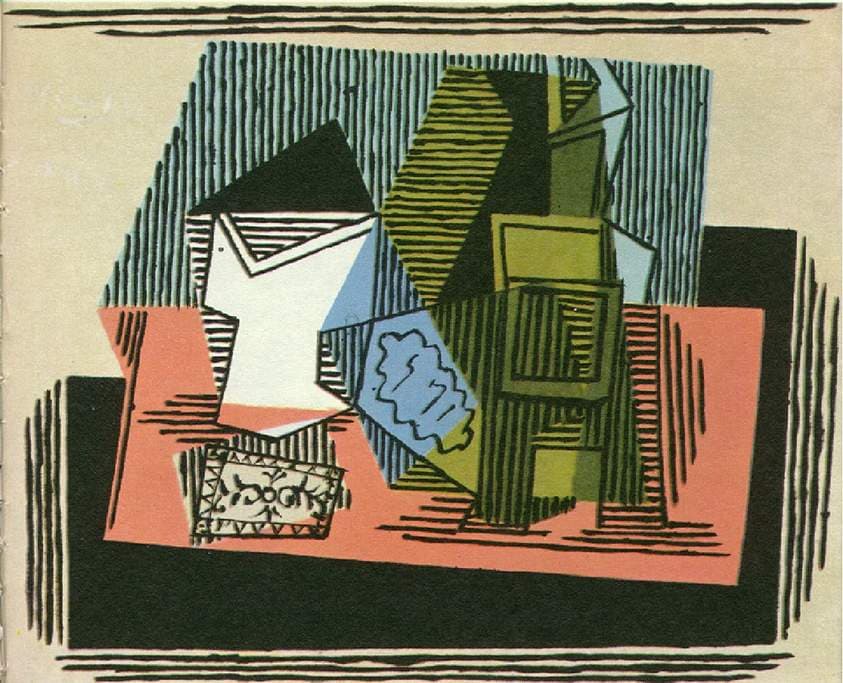 Glass, bottle, packet of tobacco — Pablo Picasso