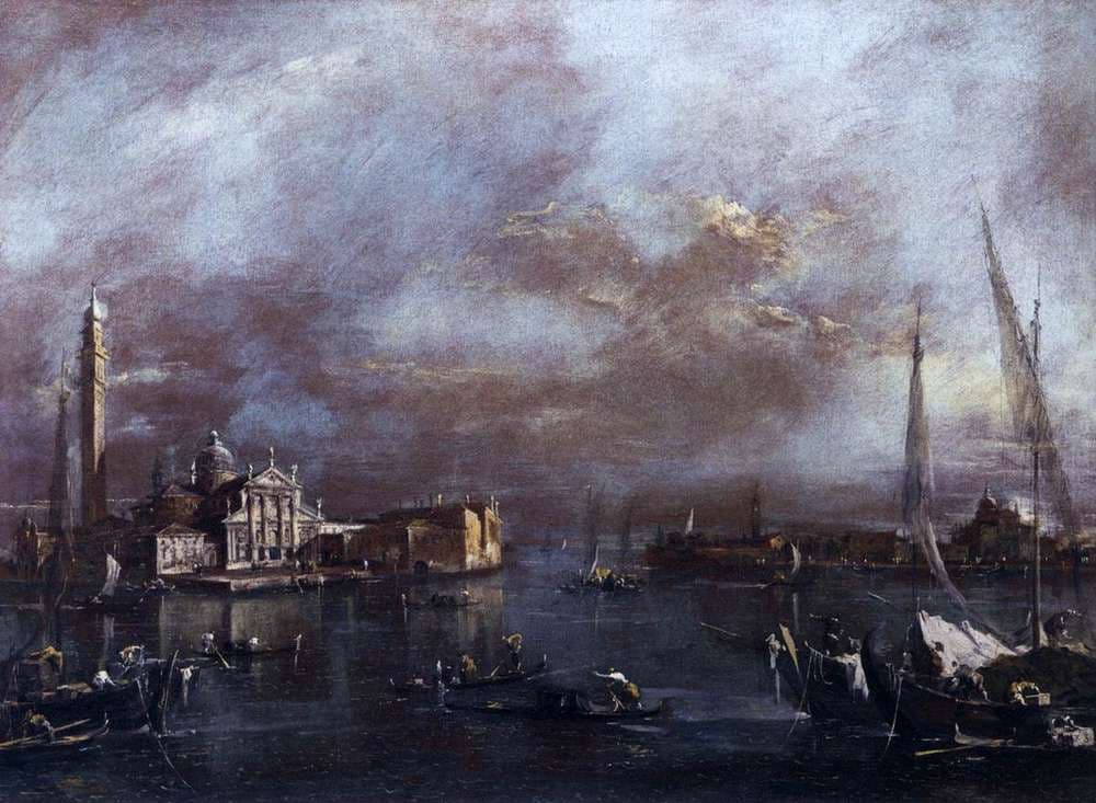 The Basin of Saint Mark's Square, with San Giorgio and the Giudecca, c.1774 (oil on canvas) — Francesco Guardi