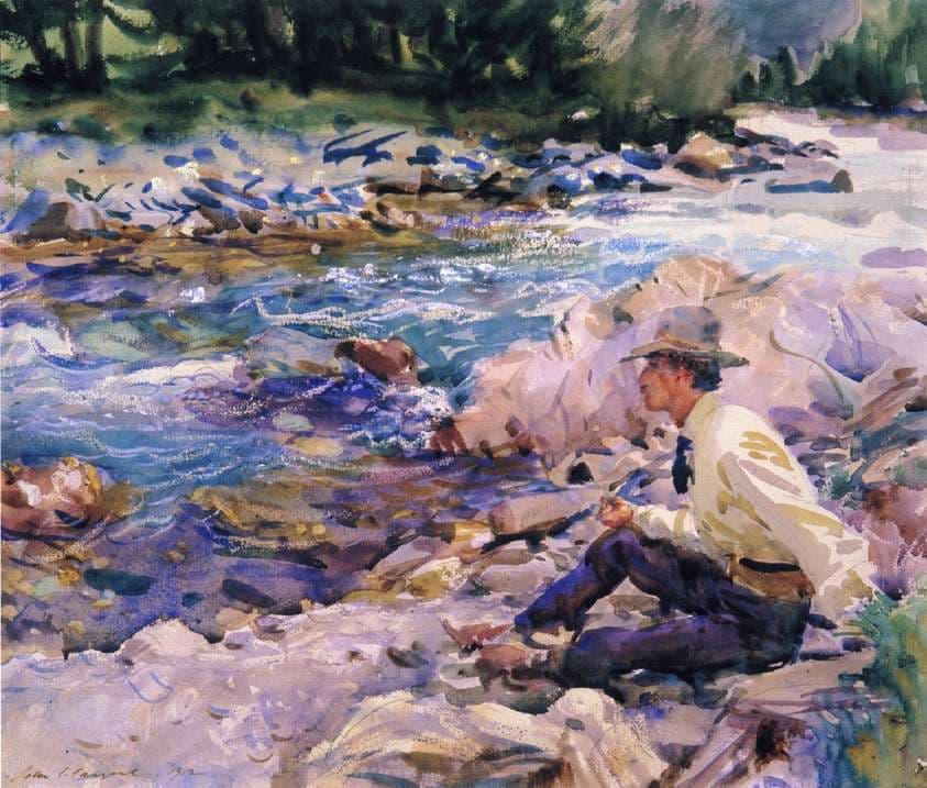 Man Seated by a Stream — John Singer Sargent