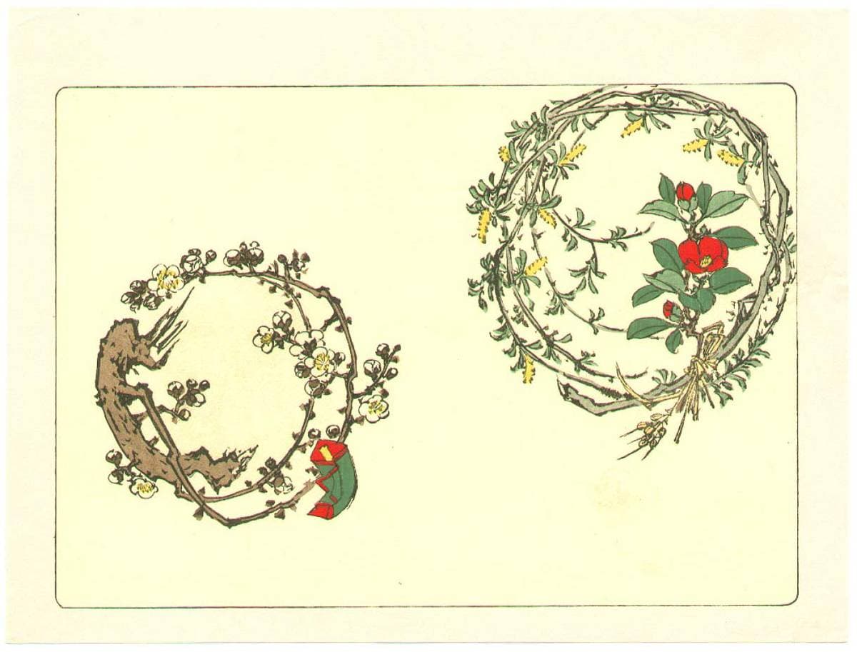 Two Wreaths - Comparison of Flowers — Shibata Zeshin