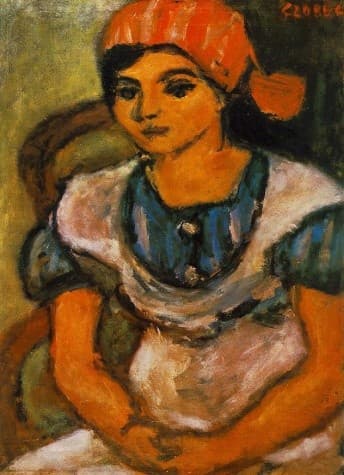 Girl with Red Shawl — Béla Czóbel