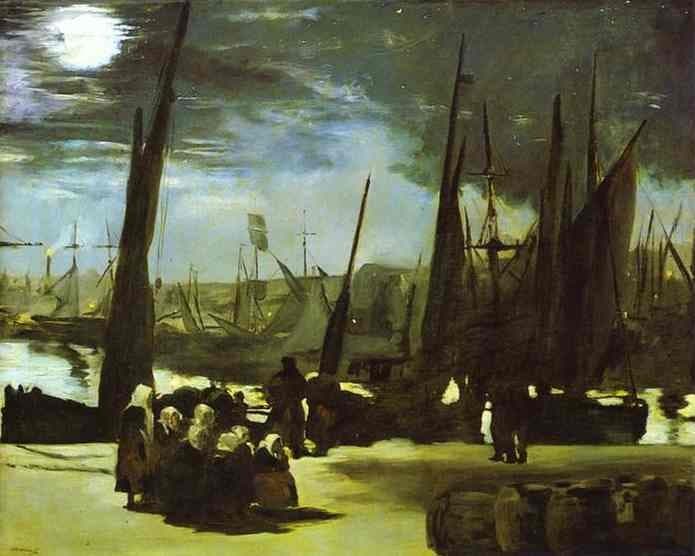 Moonlight on Boulogne Harbour — Édouard Manet