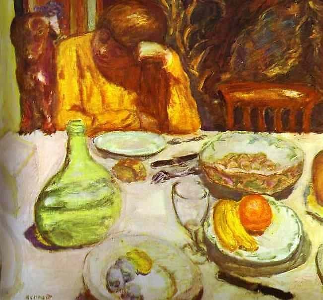 Carafe, Marthe Bonnard with Her Dog — Pierre Bonnard