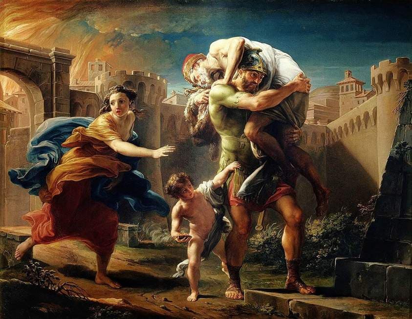 Aeneas fleeing from Troy — Pompeo Batoni