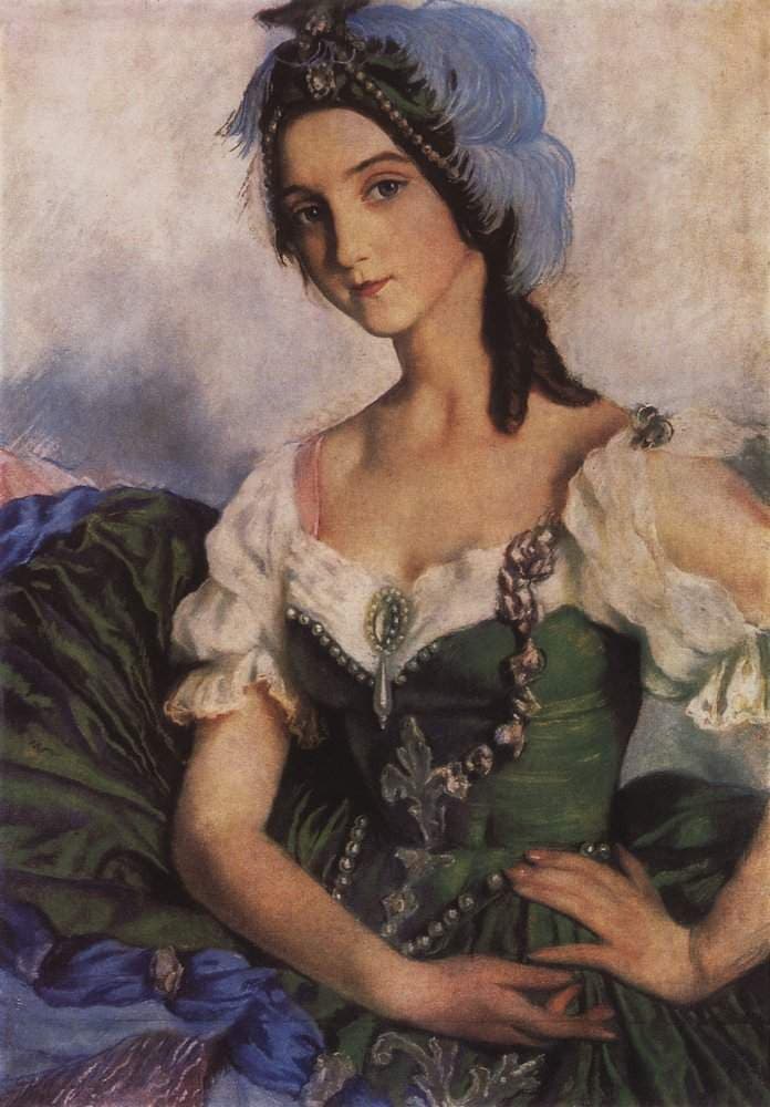 Portrait of a ballerina A.D. Danilova in costume for the ballet Armida's Pavilion — Zinaida Serebriakova