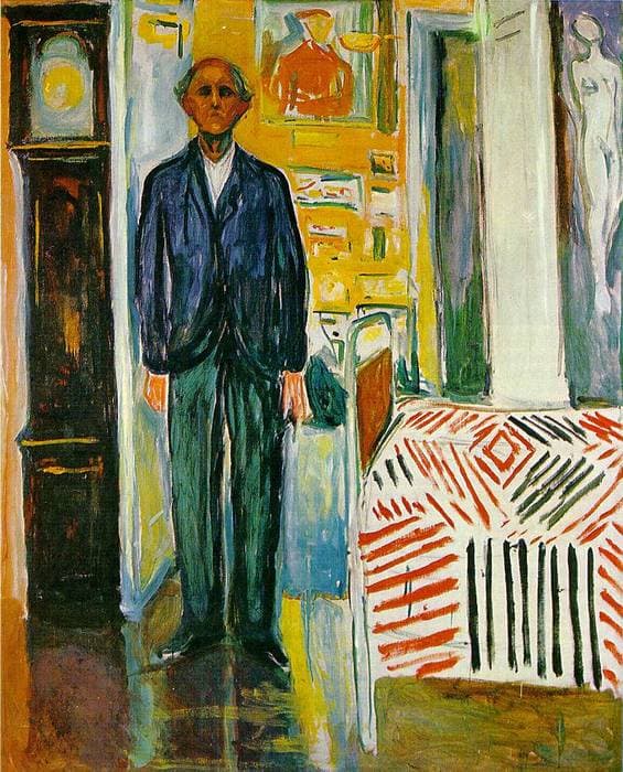 Self-portrait. Between the clock and the bed — Edvard Munch