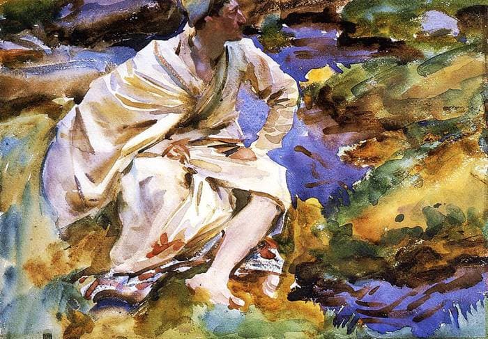 A Man Seated by a Stream — John Singer Sargent