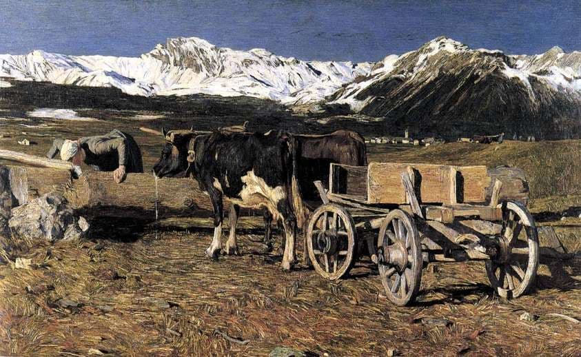 Kühe An Der Tränke — Giovanni Segantini