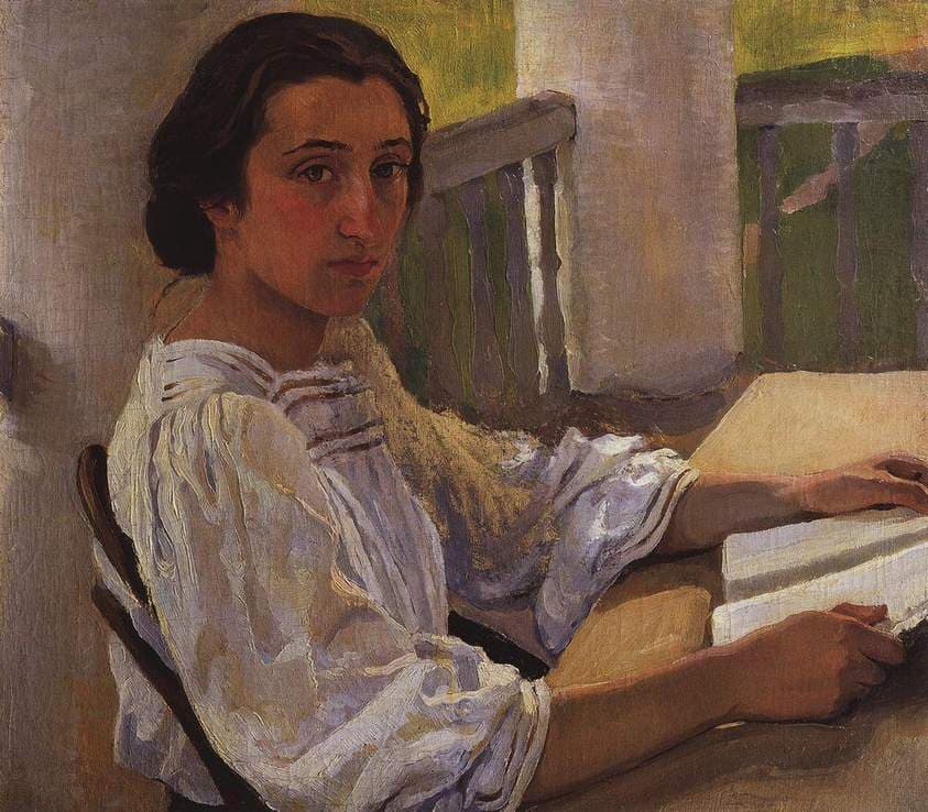 Portrait of E. Solntseva, sister of artist — Zinaida Serebriakova