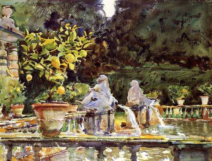 Villa de Marlia. A Fountain — John Singer Sargent
