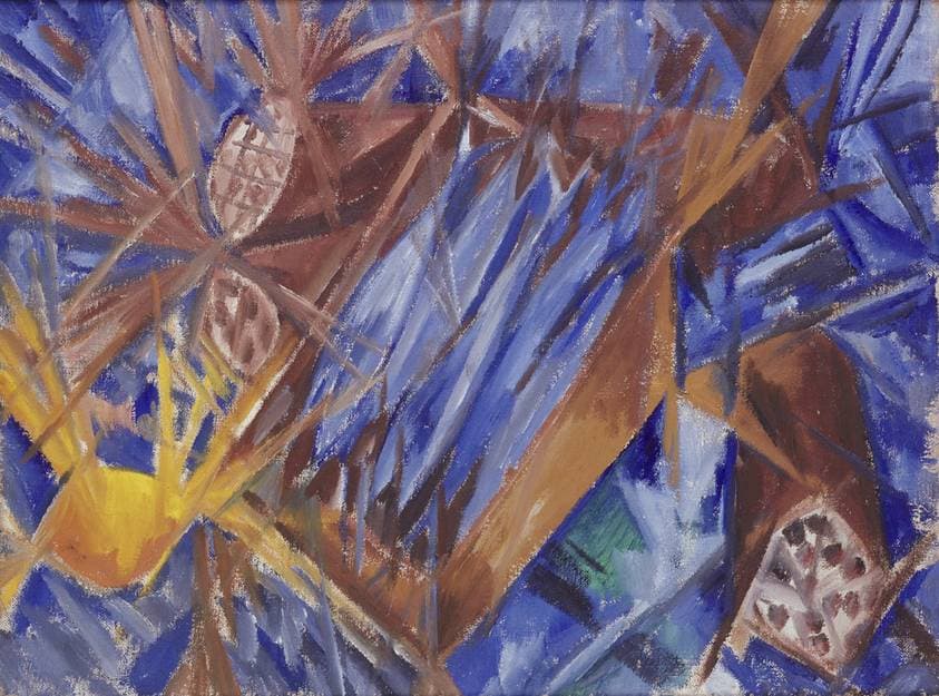 Rayonist Sausages and Mackerel — Mikhail Larionov