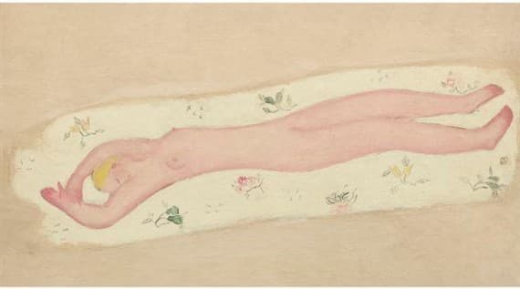 Pink Nude on Floral Sheet — Sanyu