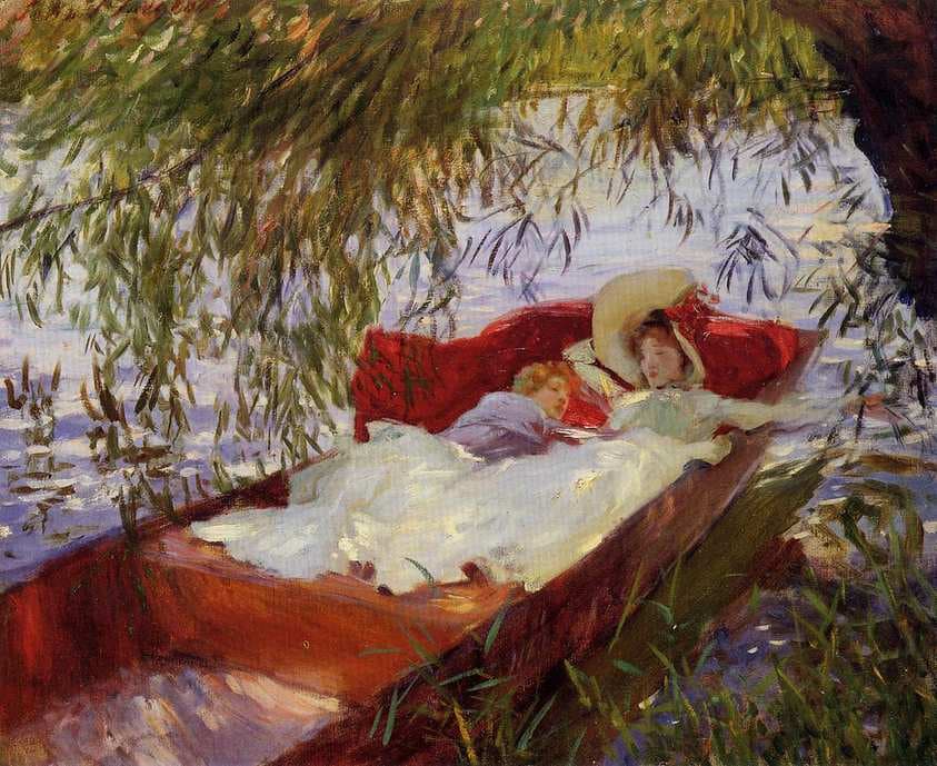Two Women Asleep in a Punt under the Willows — John Singer Sargent
