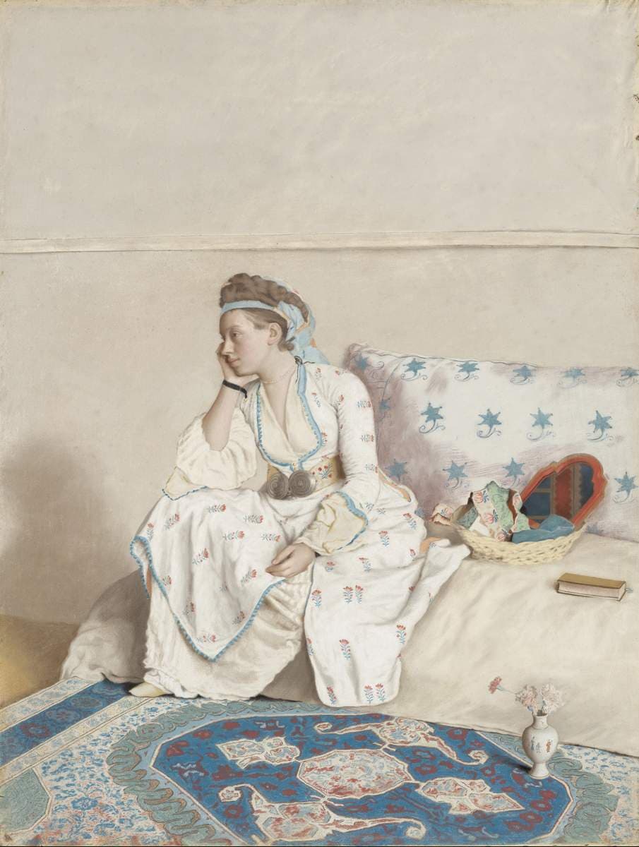 Portrait of the artist’s wife, Marie Fargues, in Turkish dress — Jean-Étienne Liotard