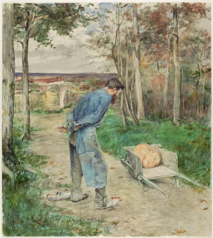 Illustration of La Fontaine's Fable of "the Acorn and the Pumpkin" — Jules Bastien-Lepage