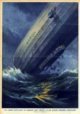 The Fall Of The Akron Airship Illustrated On The Cover Of The Sunday Courier — Achille Beltrame