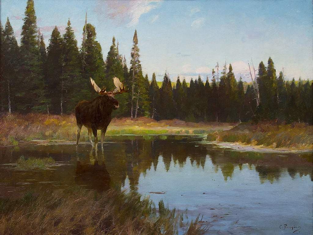 At the Deadwater — Carl Rungius