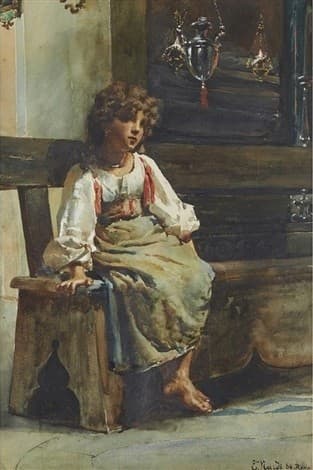 Portrait of a peasant girl from Rome — Enrico Nardi
