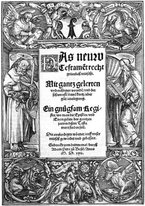 Title plate with St. Peter and St. Paul — Hans Holbein the Younger
