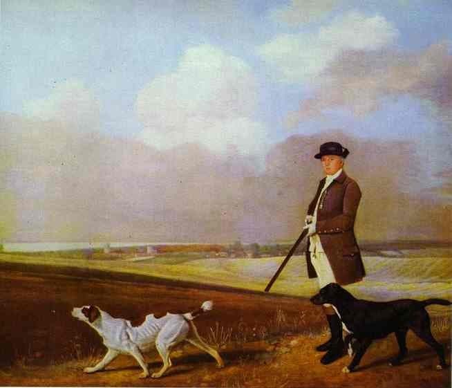 Sir John Nelthorpe, 6th Baronet out Shooting with his Dogs in Barton Field, Lincolnshire — George Stubbs